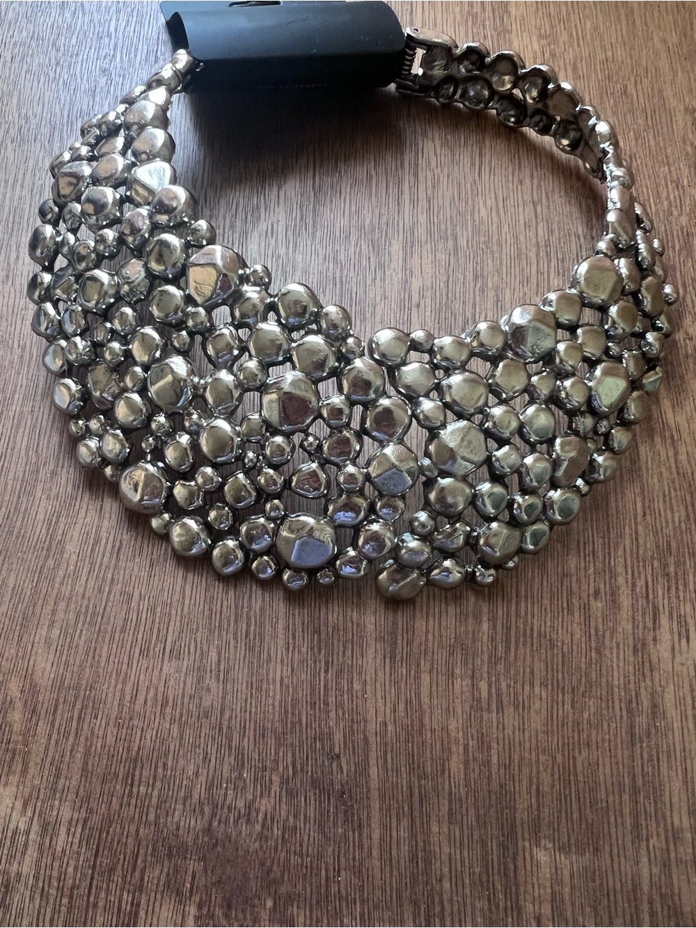 Women Jewelry Silver Beaded Collar Hinged Necklace, Trinny London Style